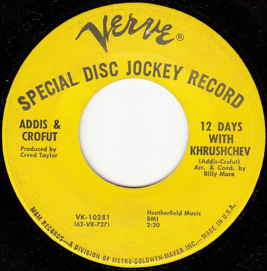 12 Days With Khrushchev – Addis & Crofut (A-side label)