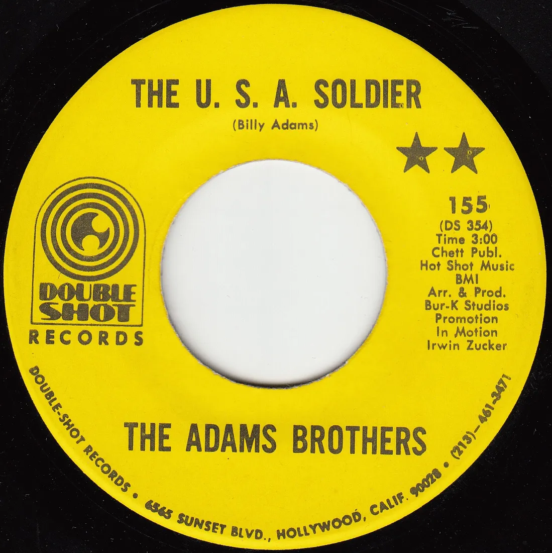The U.S.A. Soldier – The Adams Brothers (A-side label)