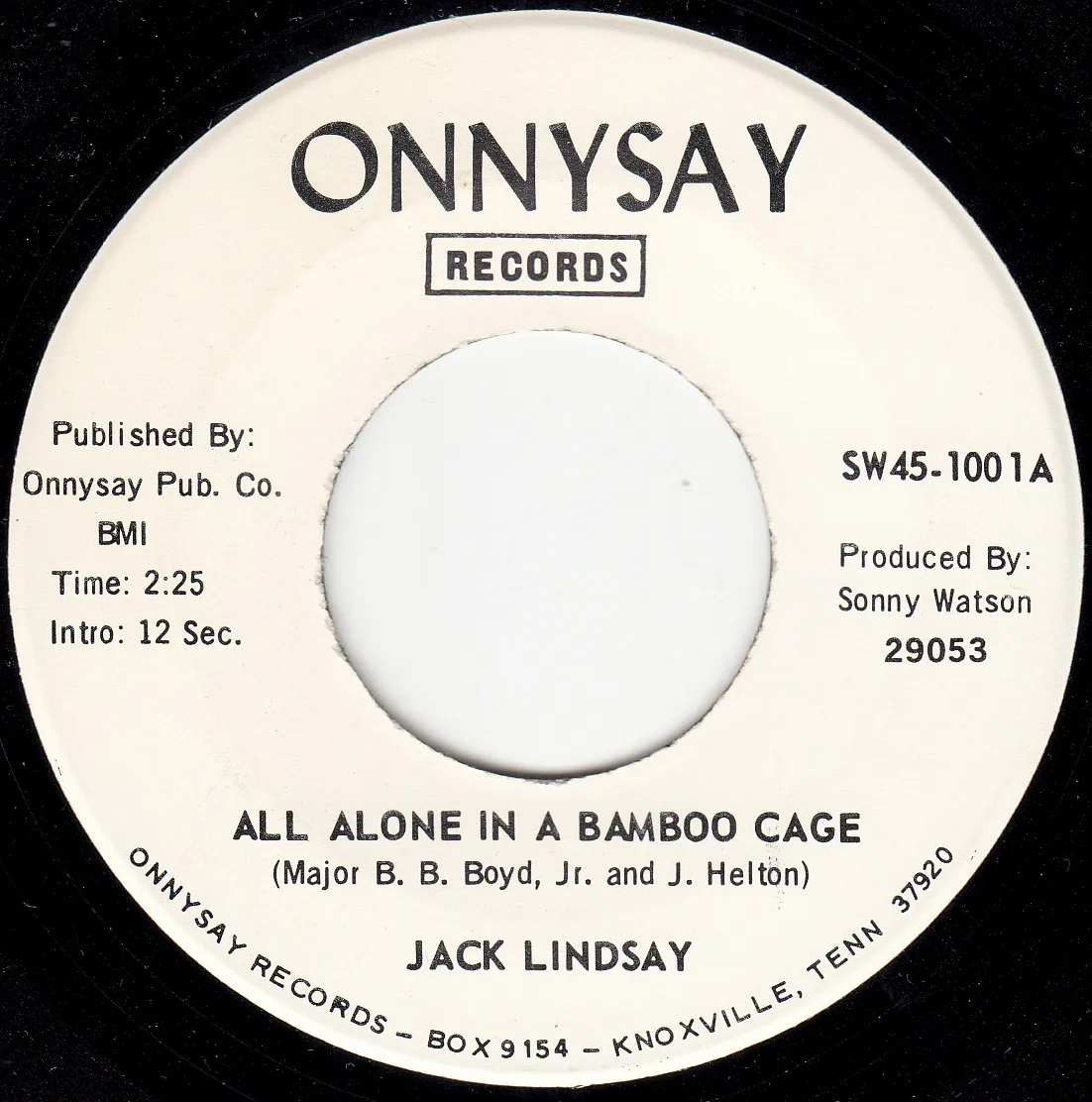 All Alone in a Bamboo Cage – Jack Lindsay (A-side label)
