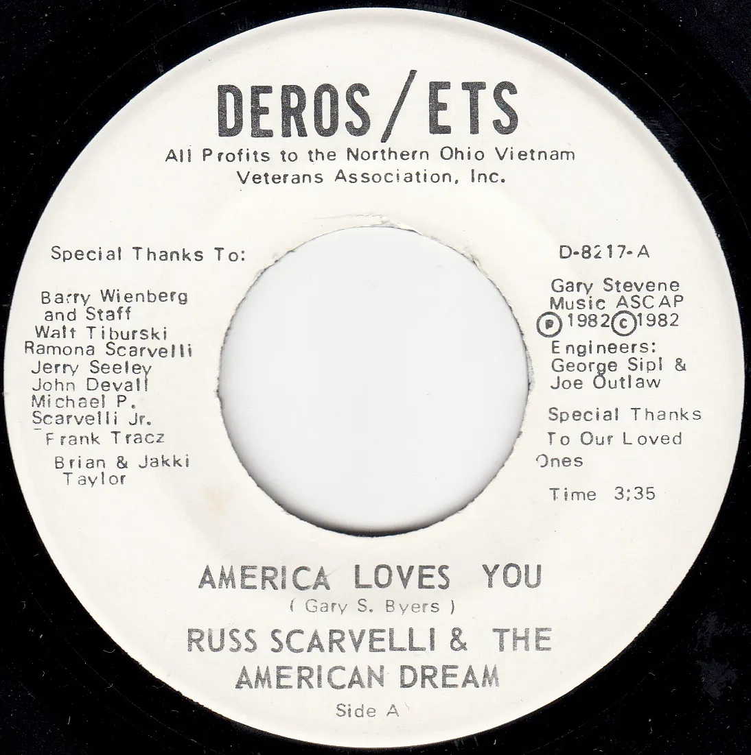 America Loves You – Russ Scarvelli (A-side label)