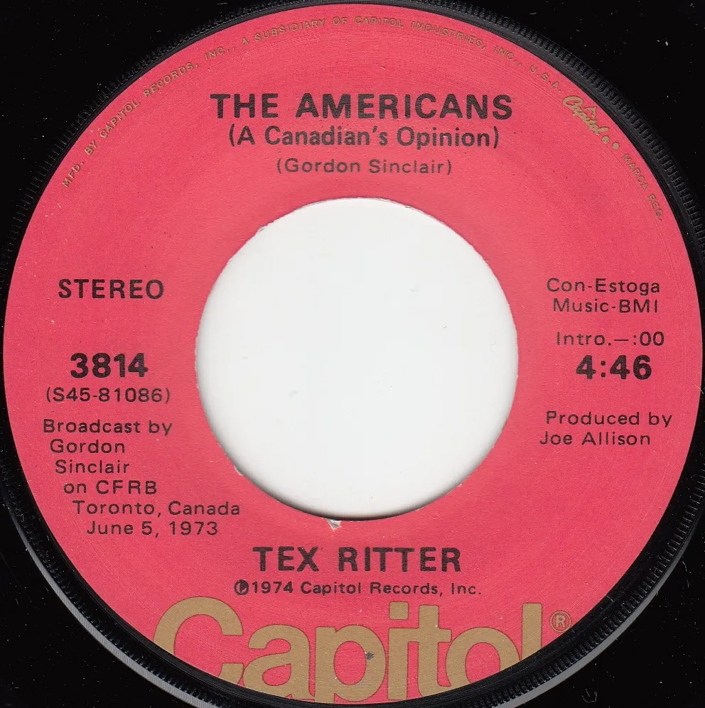Americans (A Canadian's Opinion) – Tex Ritter (A-side label)