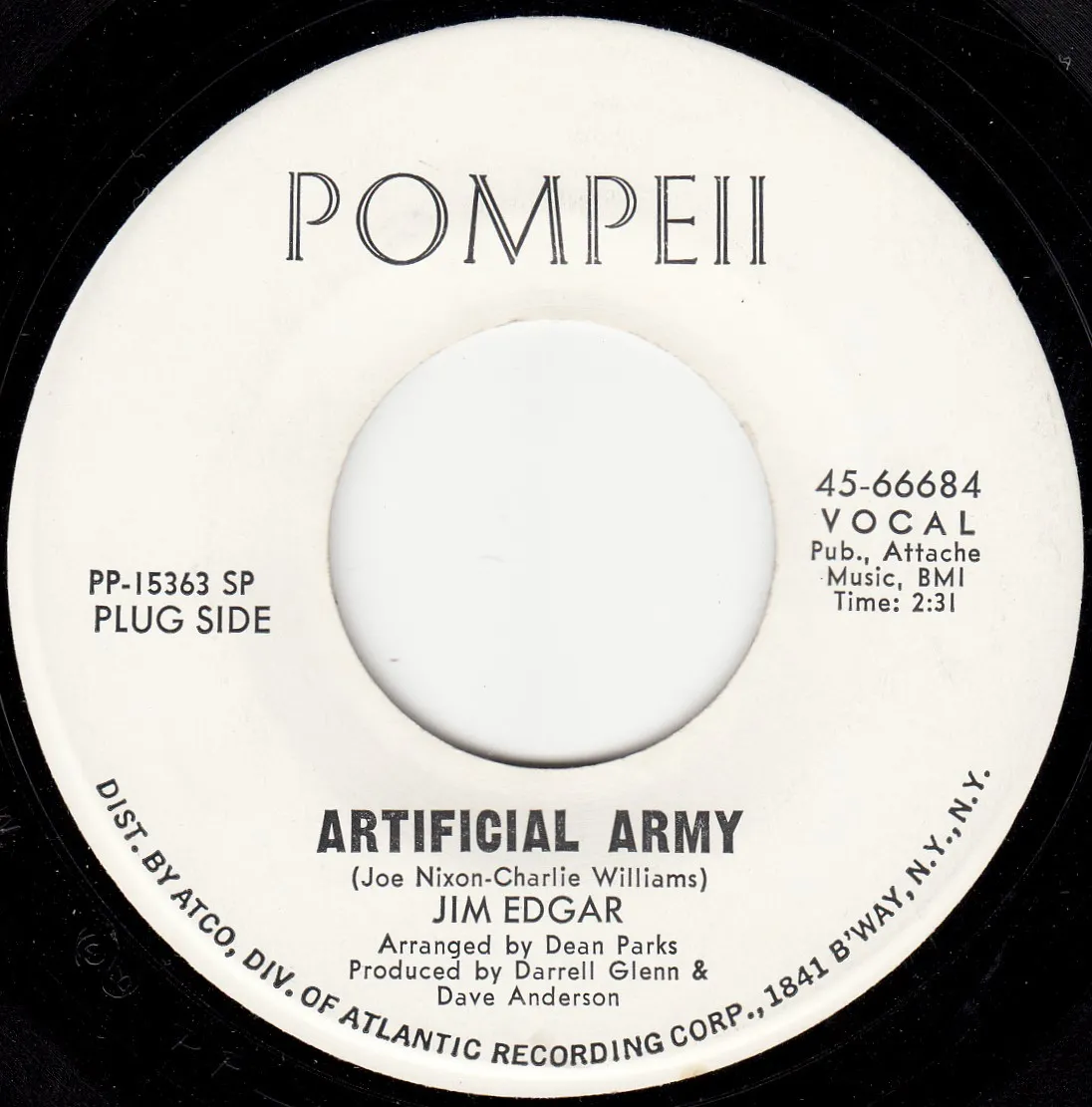 Artificial Army – Jim Edgar (A-side label)