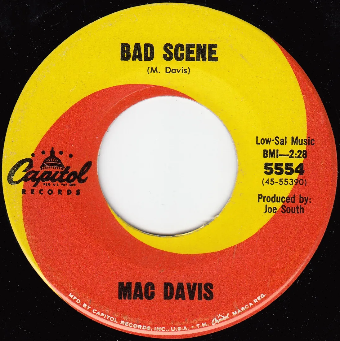Bad Scene – Mac Davis (A-side label)