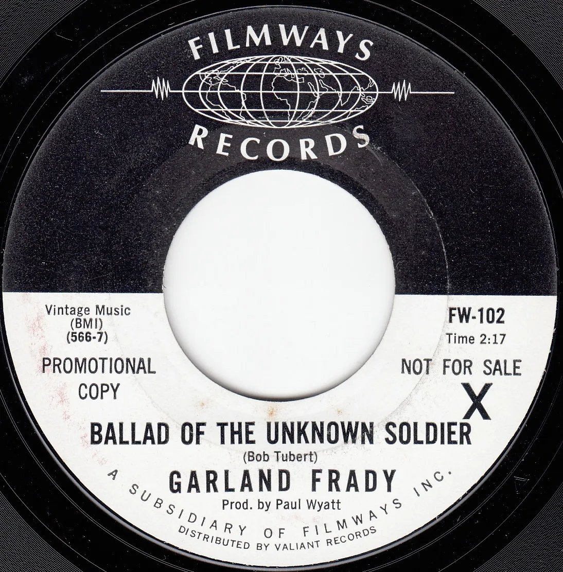 Ballad of the Unknown Soldier – Garland Frady (A-side label)