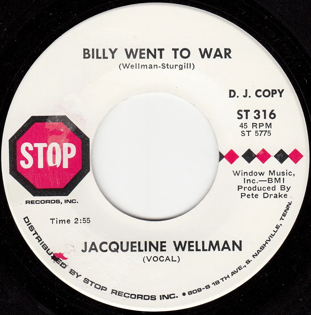 Billy Went to War – Jacqueline Wellman (A-side label)