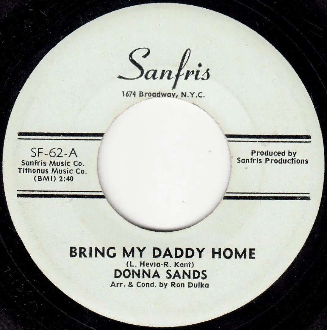 Bring My Daddy Home – Donna Sands (A-side label)