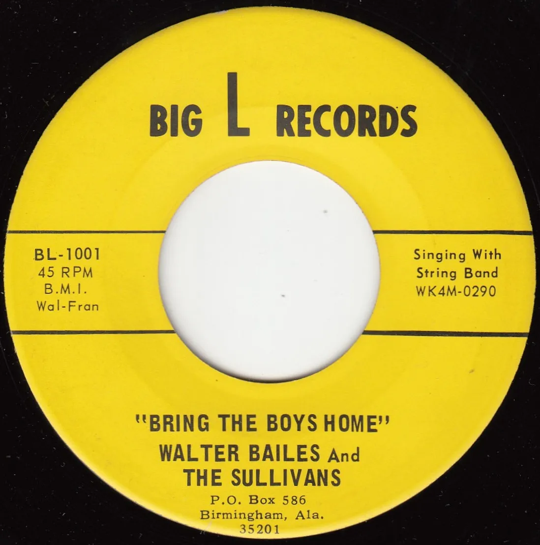 Bring the Boys Home – Walter Bailes and The Sullivans (A-side label)
