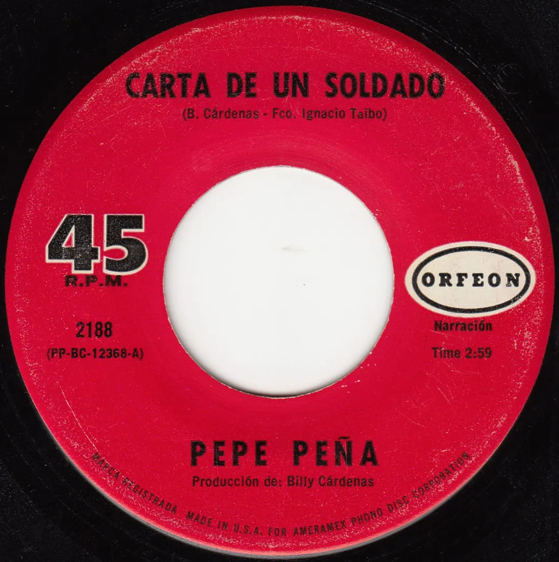Carta de un soldado – Pepe Pena (A-side label)
