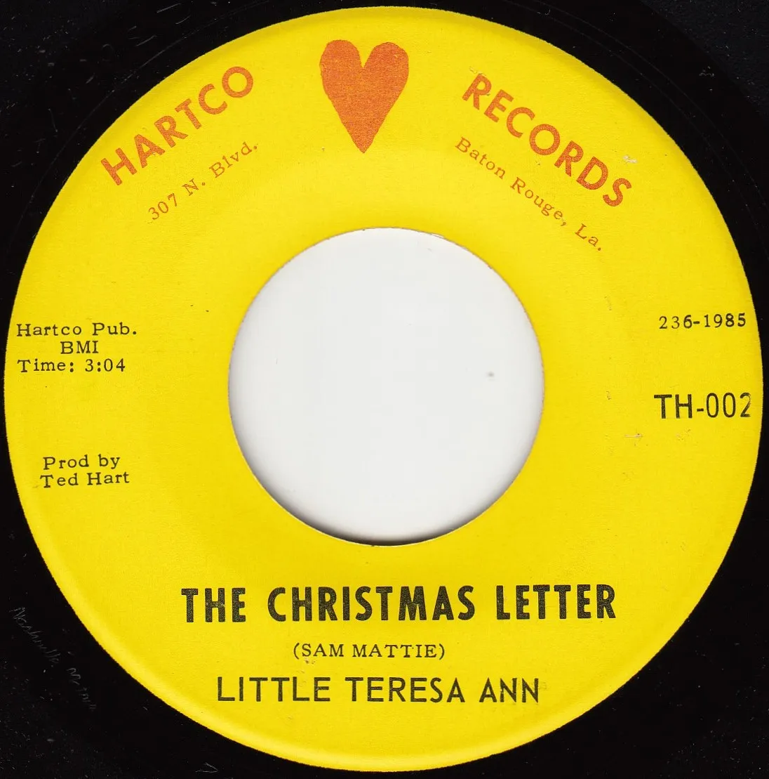 Christmas Letter – Little Teresa Ann (A-side label)