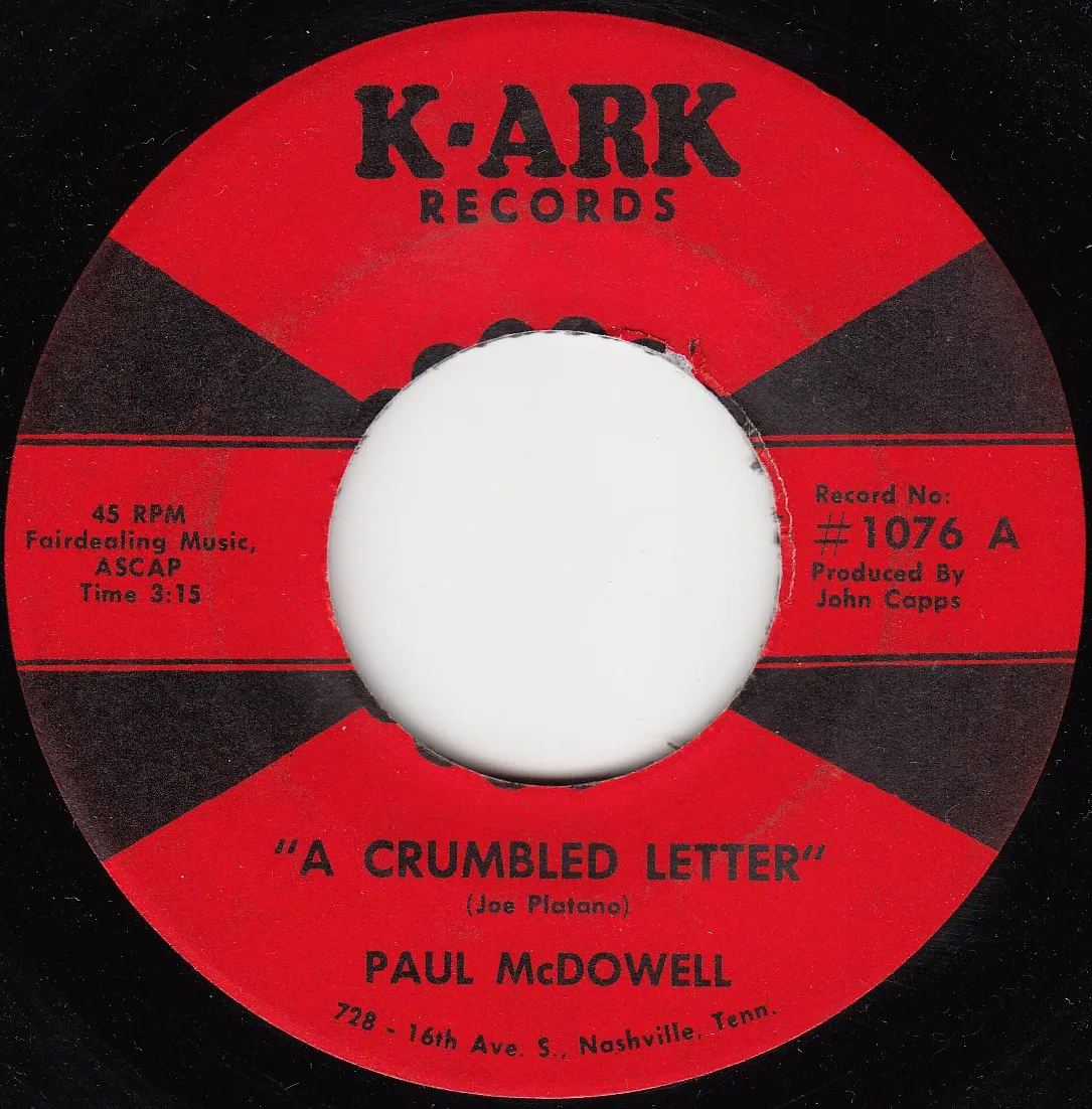 Crumbled Letter – Paul McDowell (A-side label)