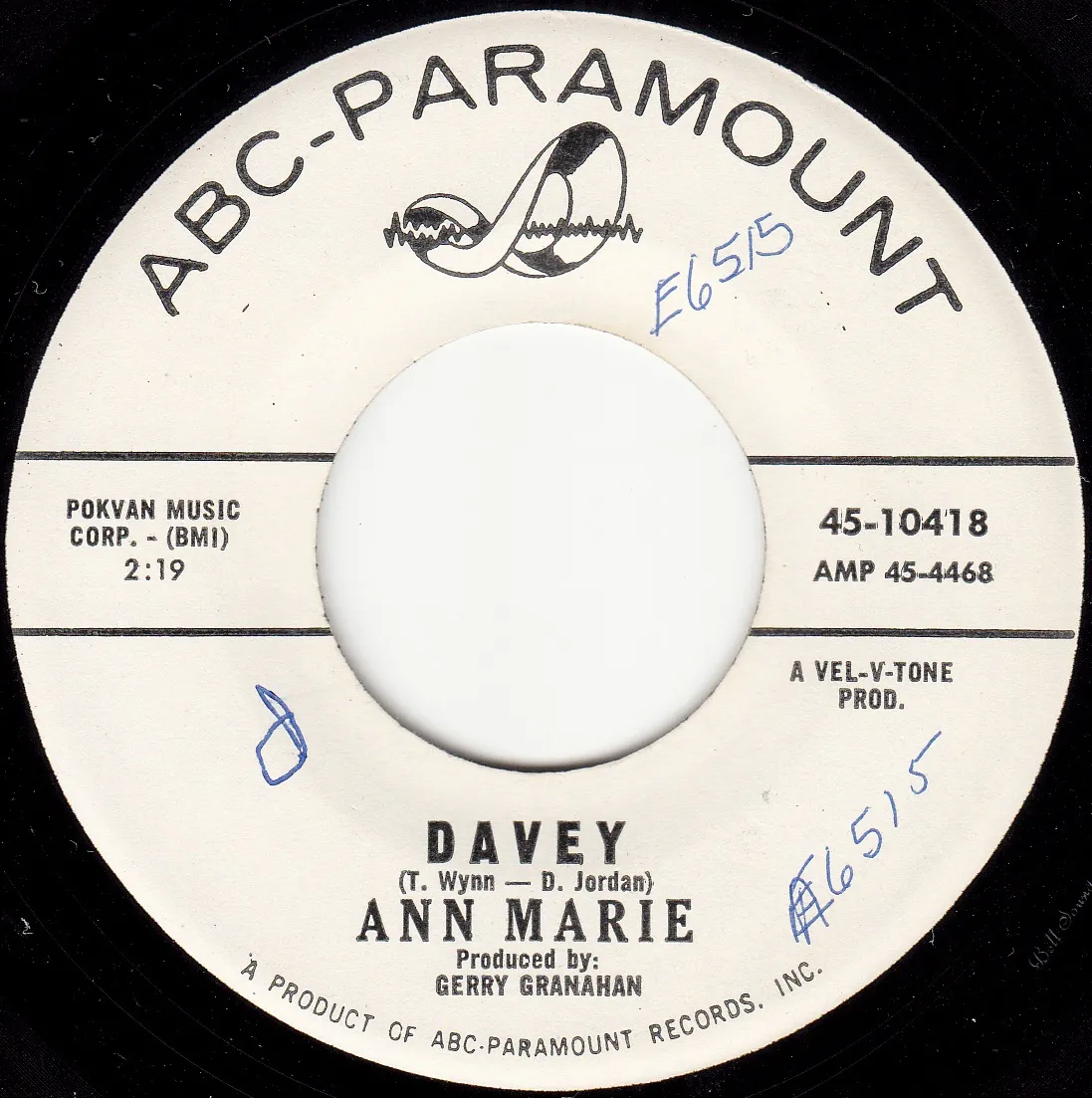 Davey – Ann Marie (A-side label)