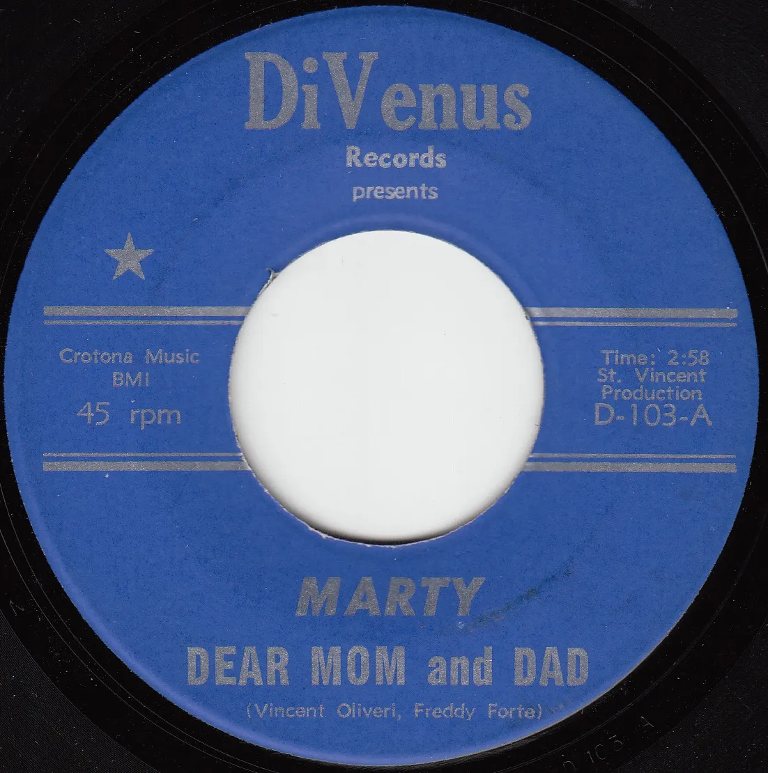 Dear Mom and Dad – Marty (A-side label)