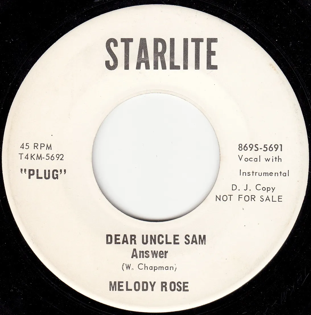 Dear Uncle Sam Answer – Melody Rose (A-side label)