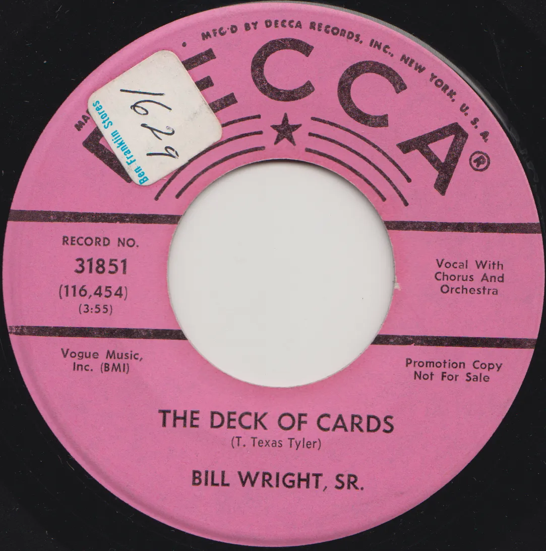 Deck of Cards – Bill Wright, Sr. (A-side label)