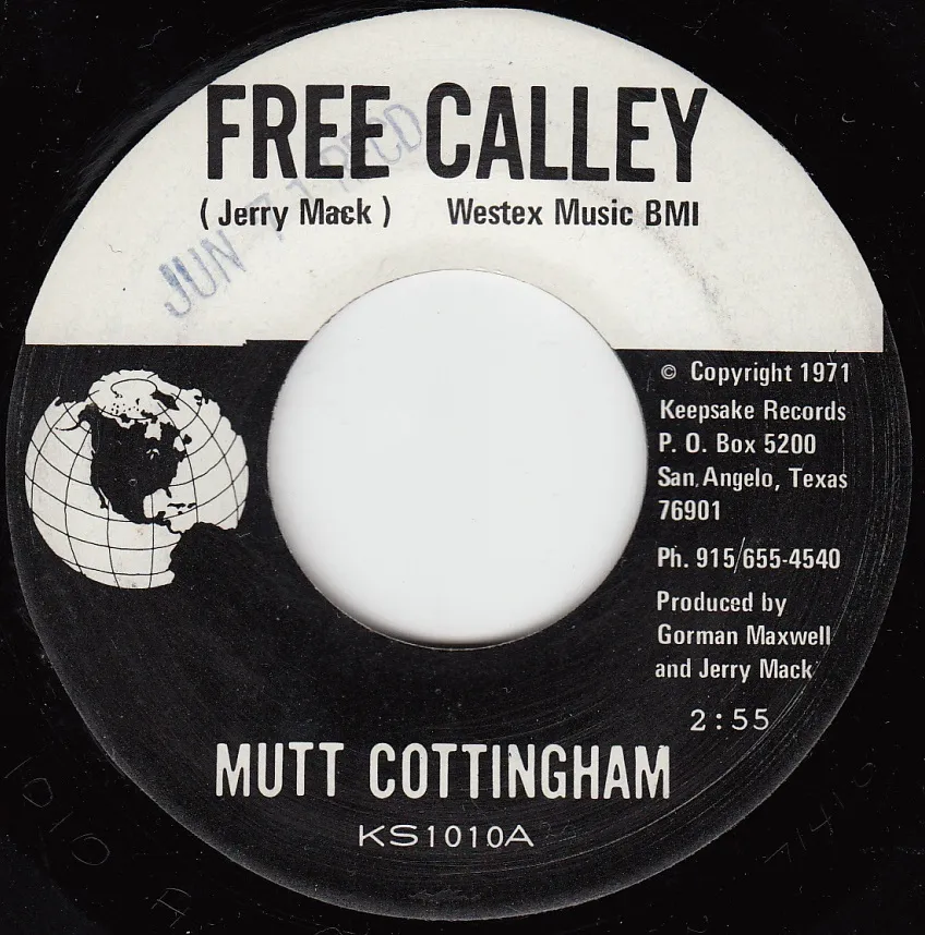 Free Calley – Mutt Cottingham (A-side label)