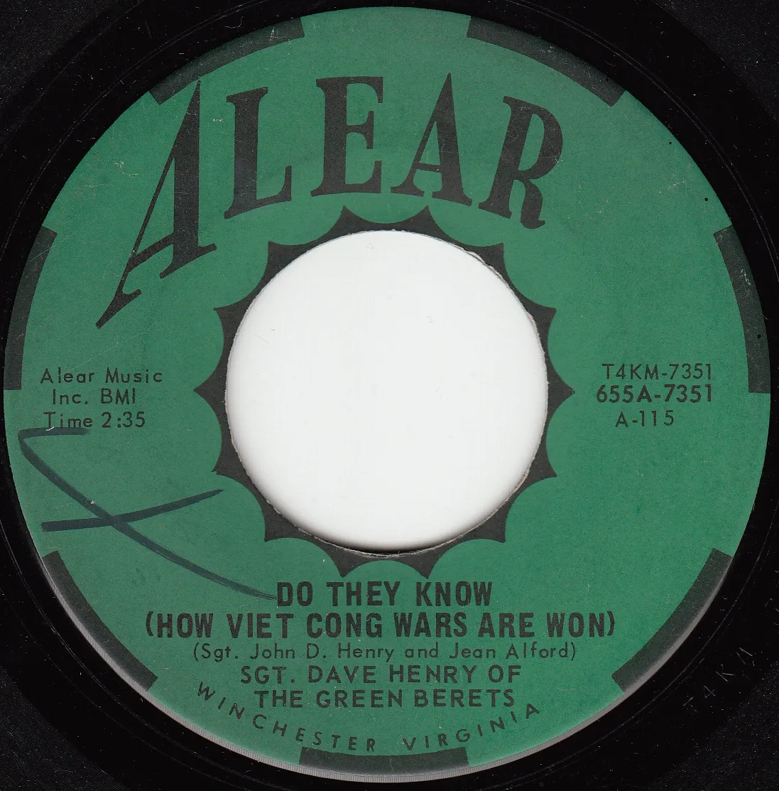Do They Know (How Viet Cong Wars Are Won) – Dave Henry (A-side label)
