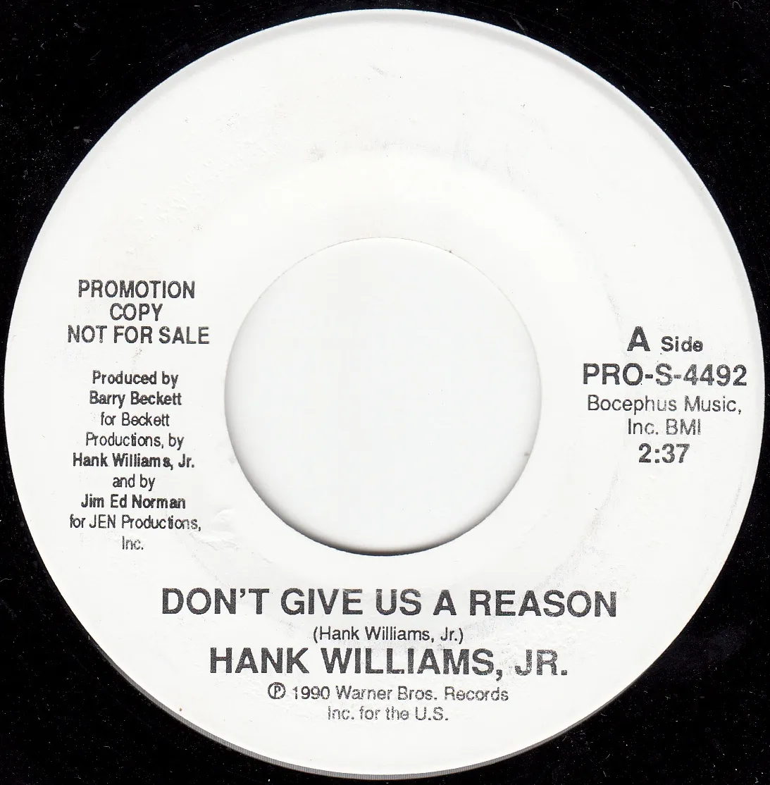 Don't Give Us a Reason – Hank Williams Jr. (A-side label)