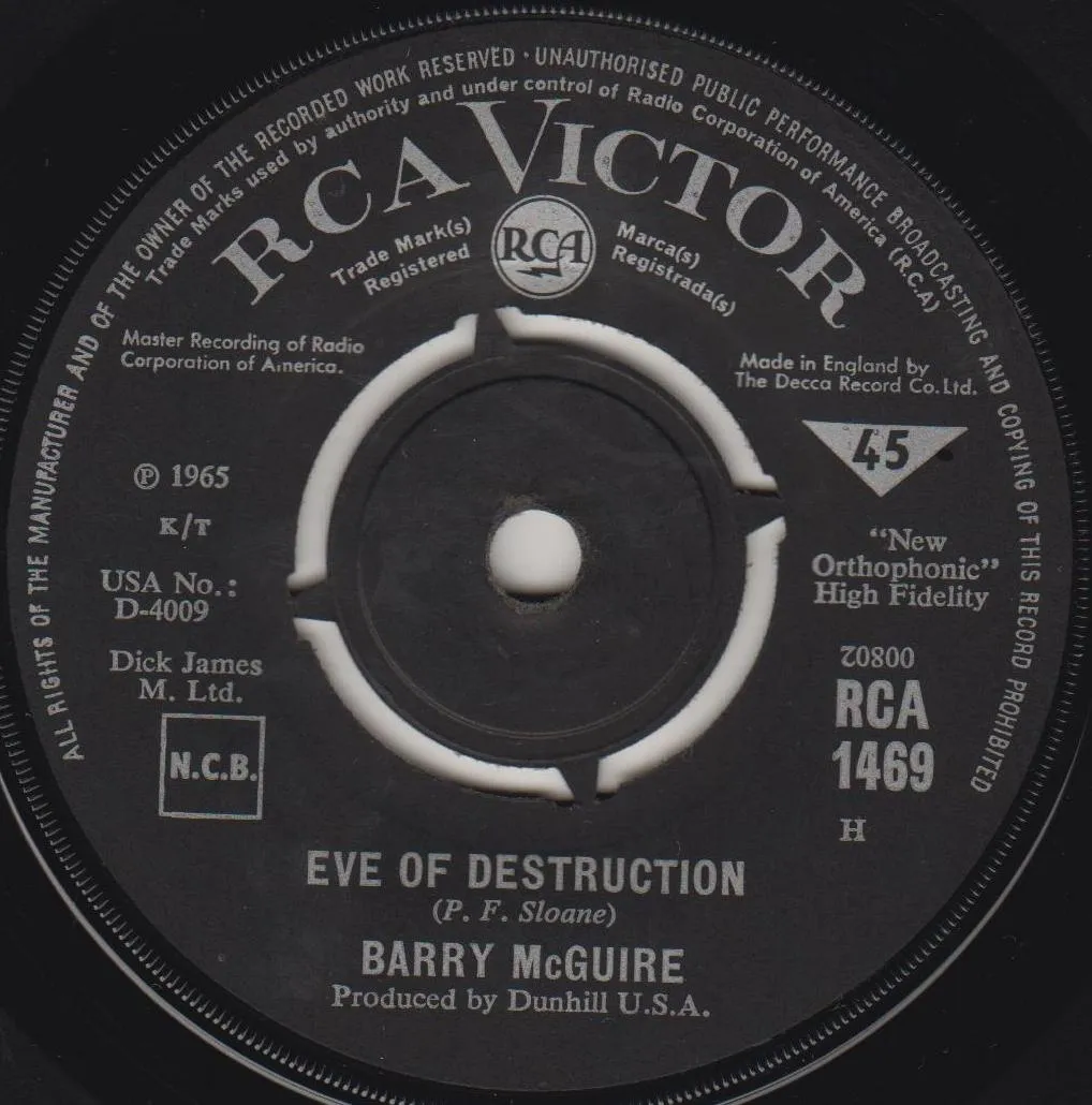 Eve Of Destruction – Barry Mcguire (UK pressing (RCA Victor 1469) — label)