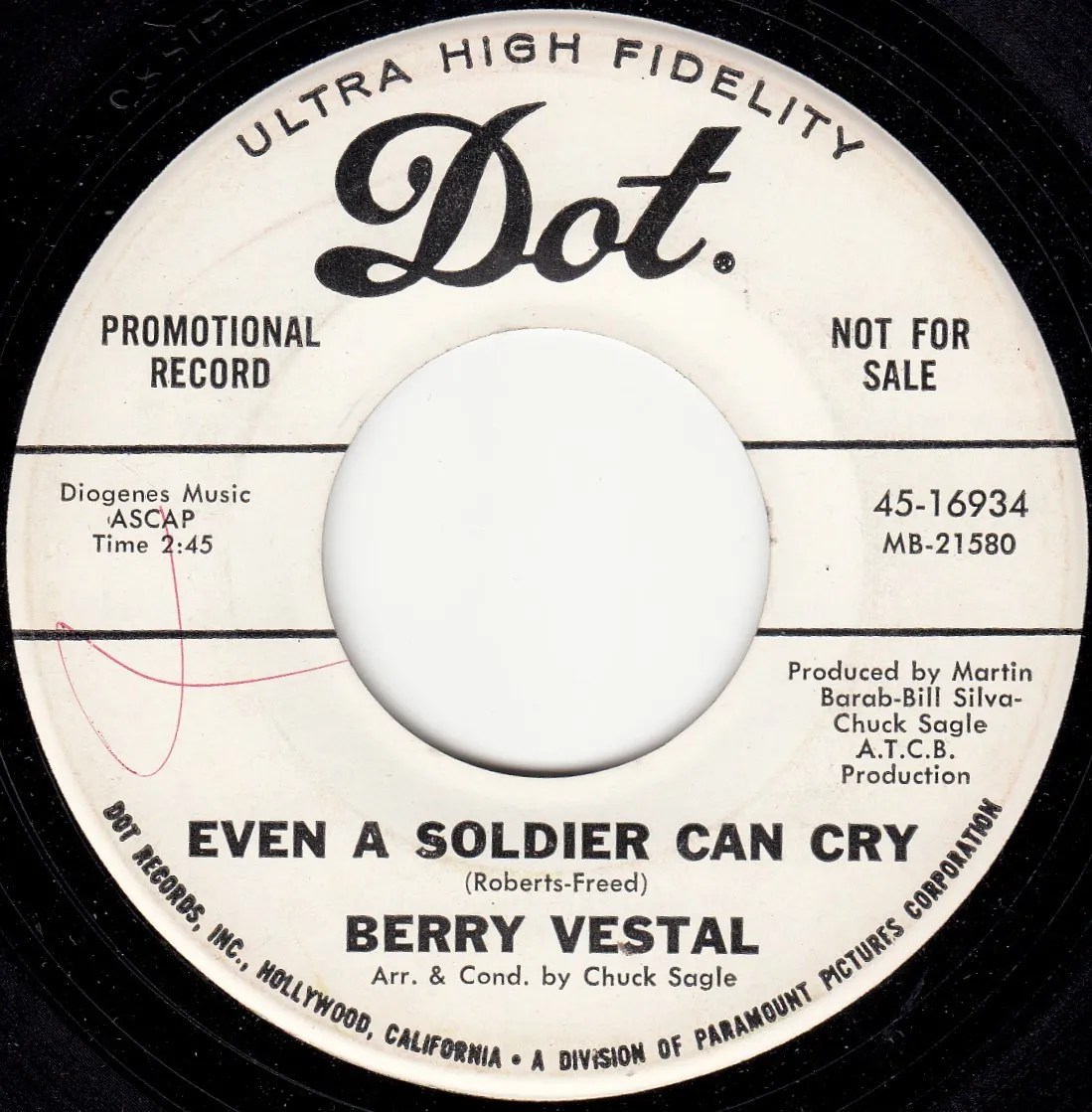 Even a Soldier Can Cry – Berry Vestal (A-side label)
