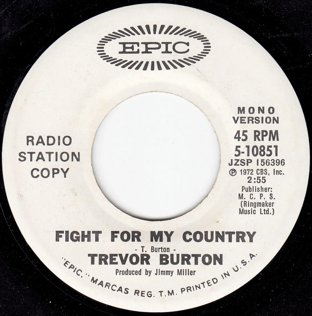 Fight for My Country – Trevor Burton (A-side label)