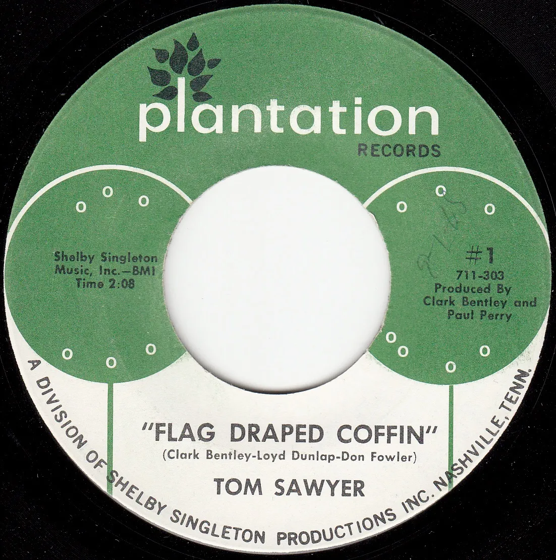 Flag Draped Coffin – Tom Sawyer (A-side label)