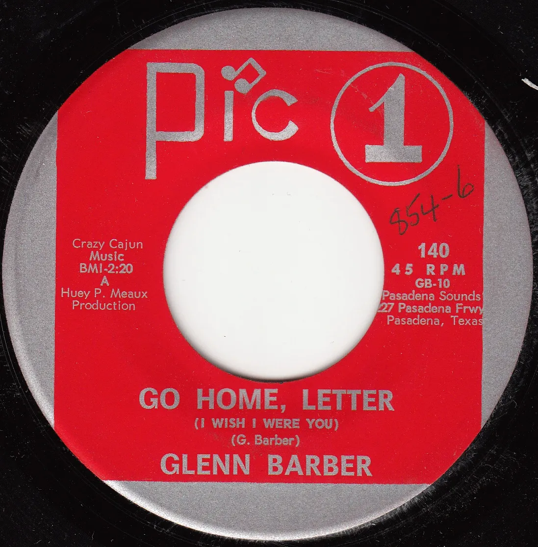 Go Home, Letter (I Wish I Were You) – Glenn Barber (A-side label)