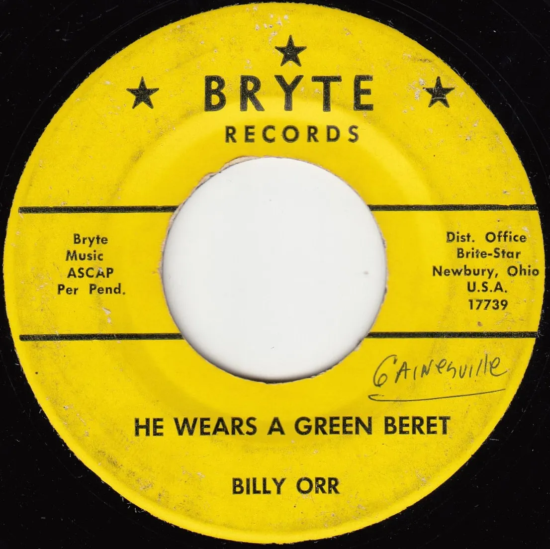 He Wears the Green Beret – Billy Orr (A-side label)