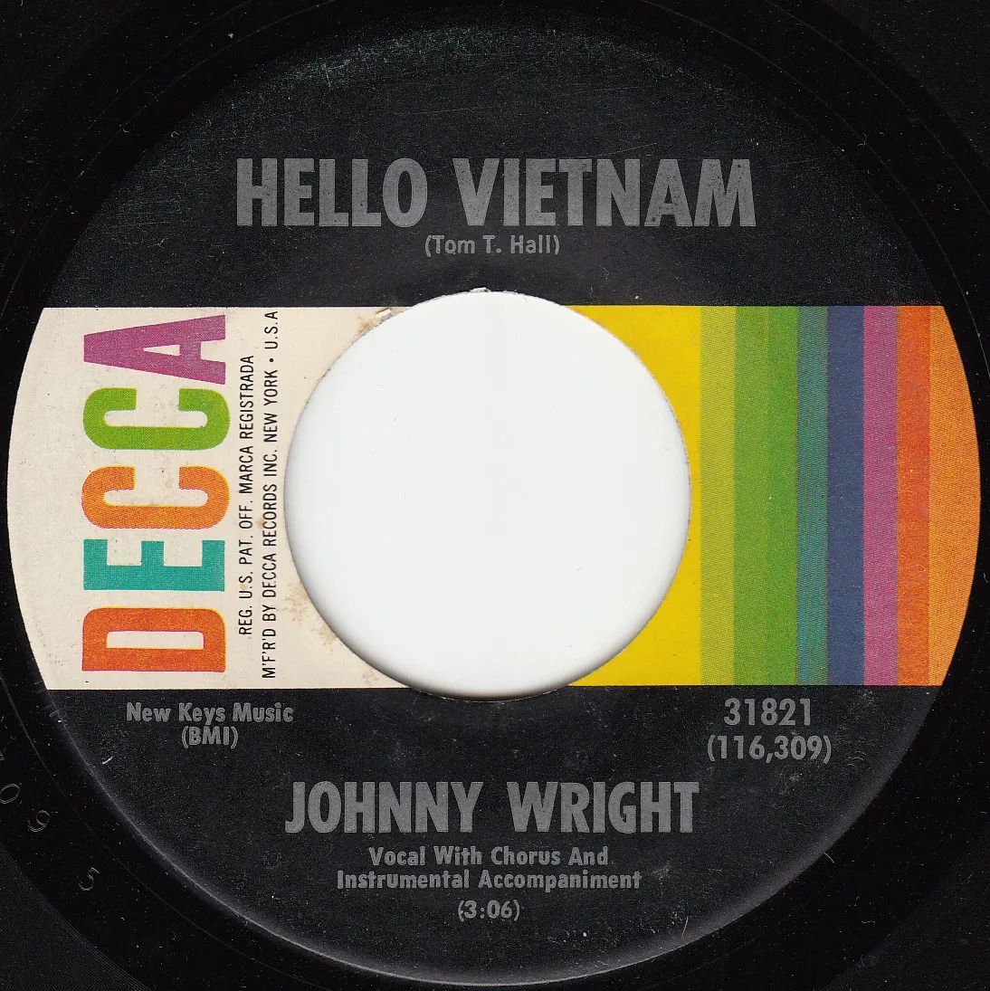 Hello Vietnam – Johnny Wright (A-side label)