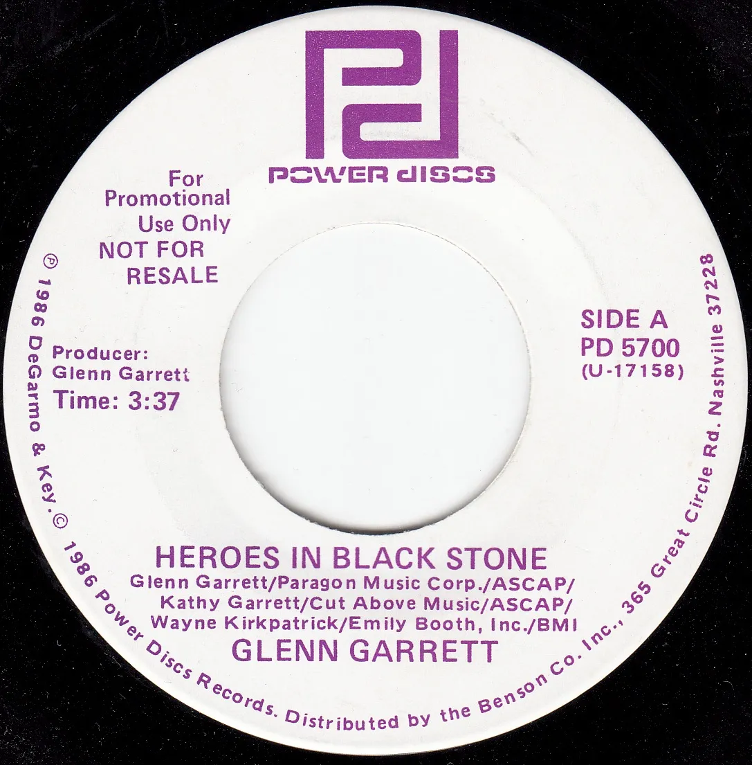 Heroes in Black Stone – Glenn Garrett (A-side label)