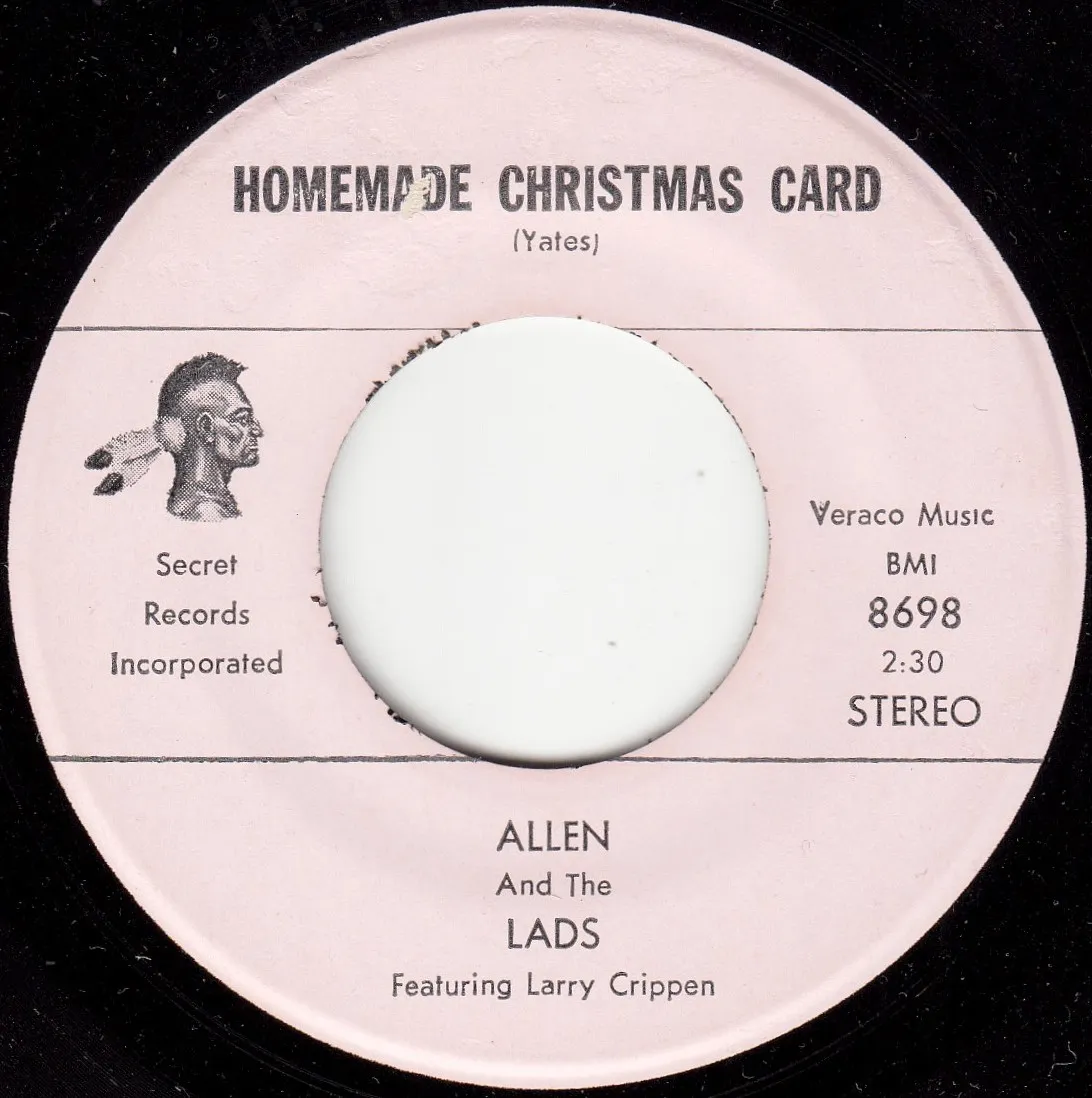 Homemade Christmas Card – Allen and the Lads (A-side label)
