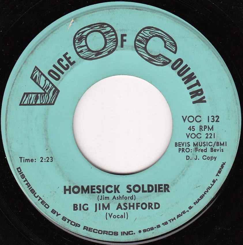 Homesick Soldier – Big Jim Ashford (A-side label)