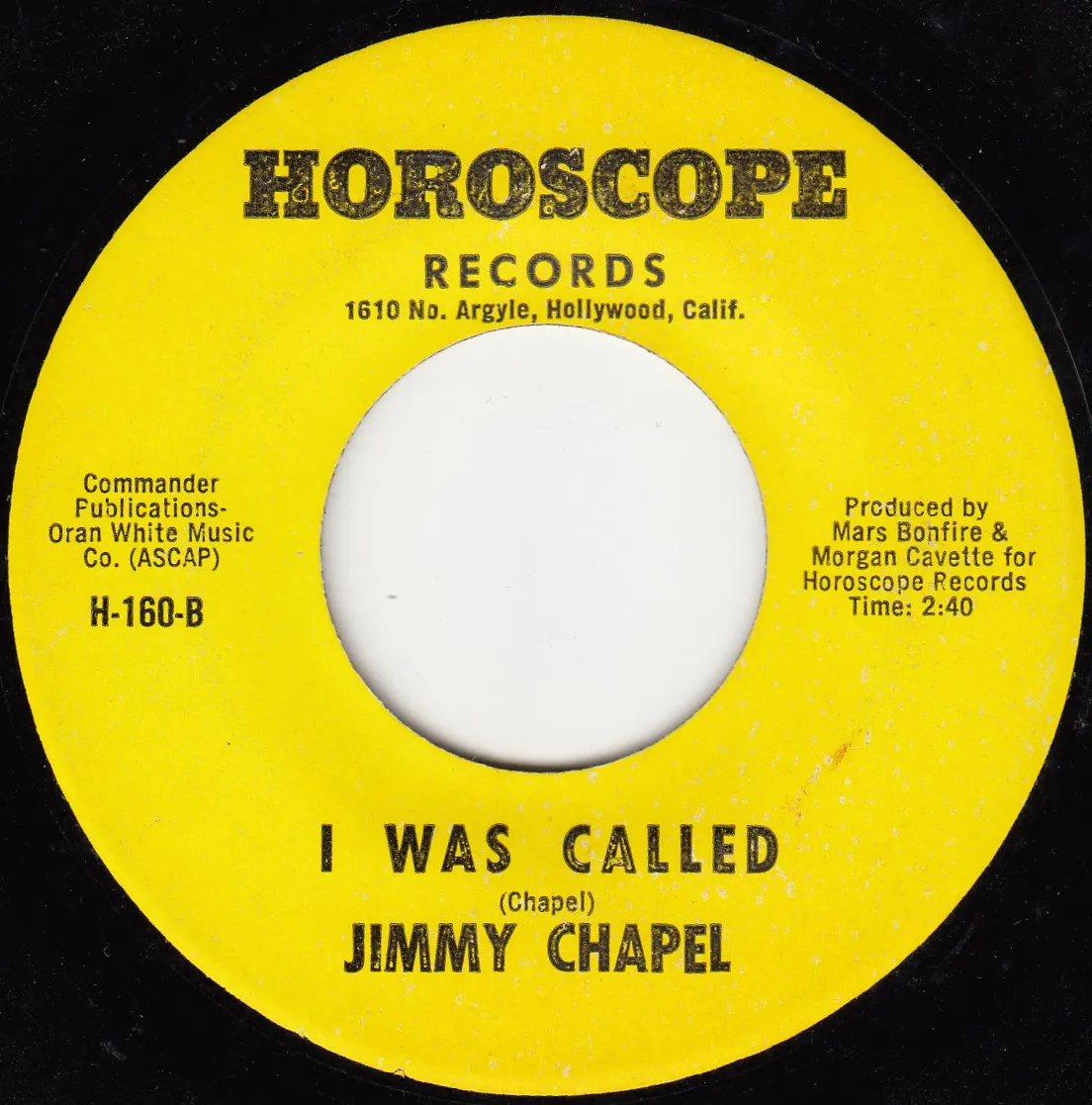 I Was Called – Jimmy Chapel (A-side label)