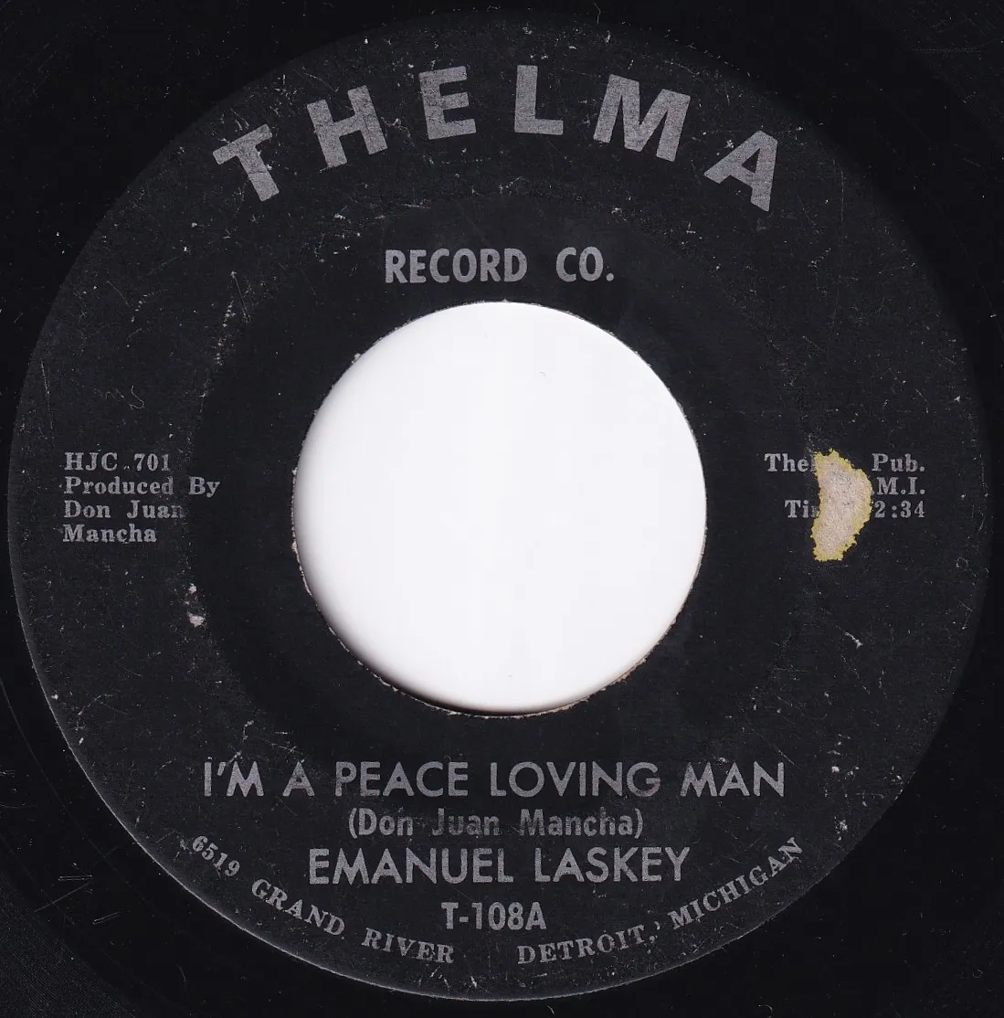 I'm a Peace Loving Man – Emanuel Laskey (A-side label)