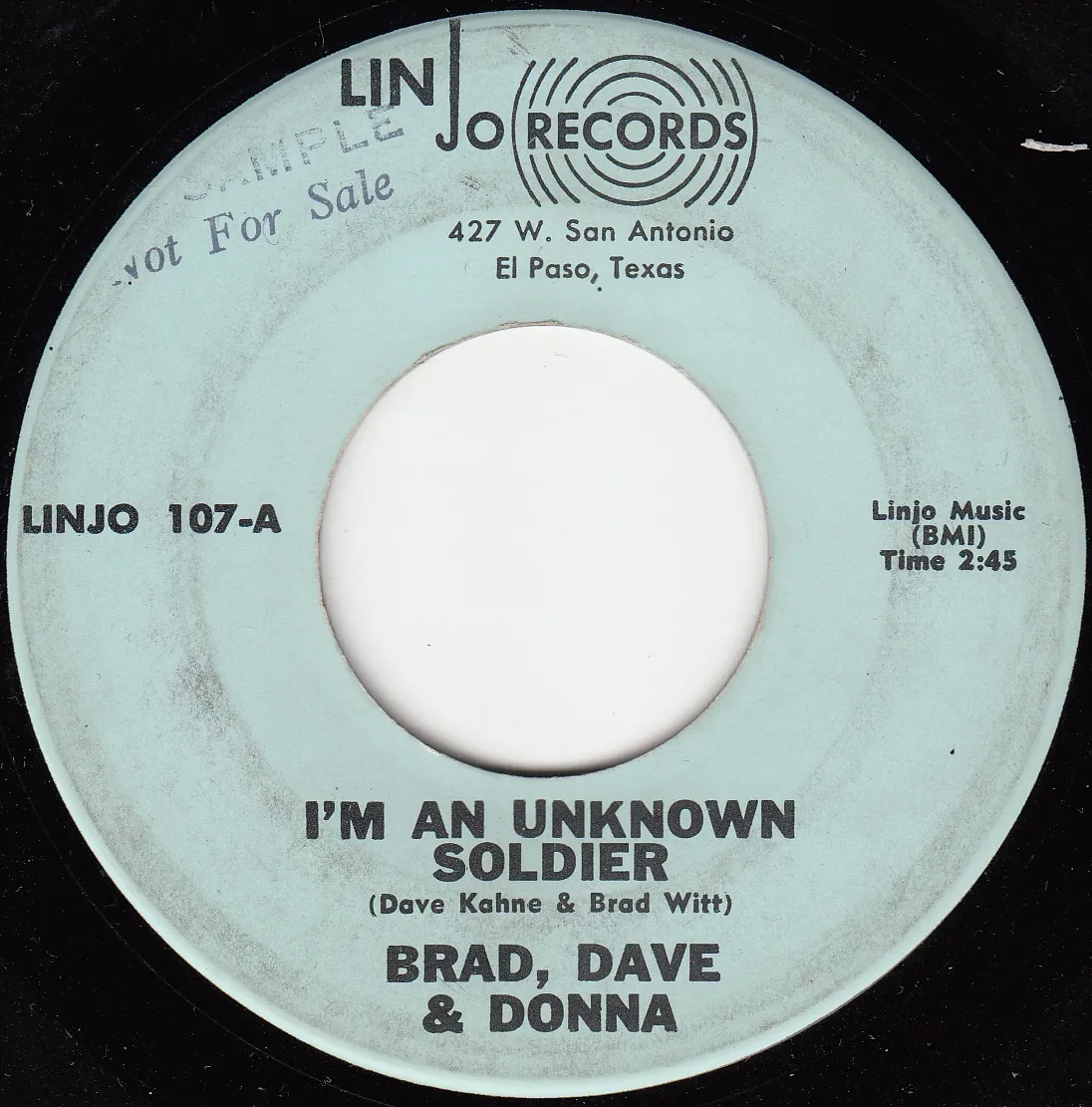 I'm an Unknown Soldier – Brad, Dave & Donna (A-side label)