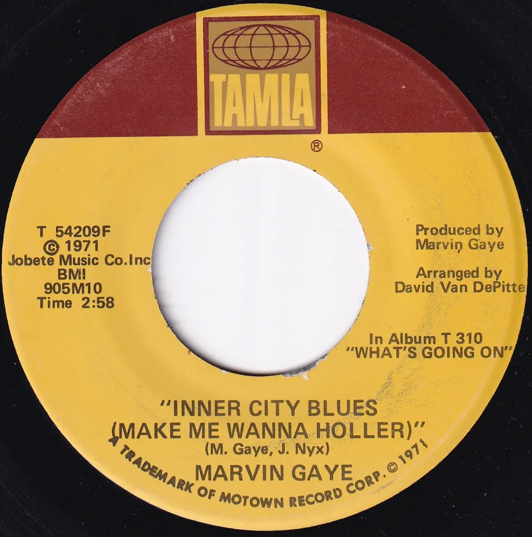 Inner City Blues (Make Me Wanna Holler) – Marvin Gaye (Label (alternate scan))