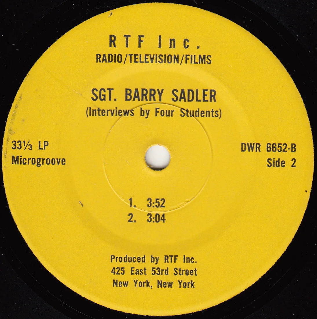 Interviews With Four Students 4 – Barry Sadler (Label (side 2))