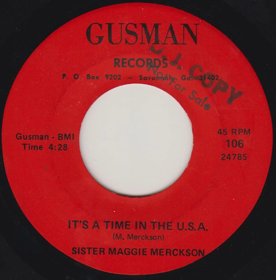 It's a Time in the USA – Sister Maggie Merckson (Label (alternate scan))