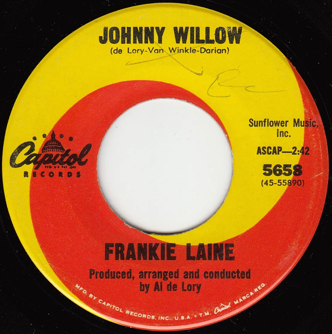 Johnny Willow – Frankie Laine (A-side label)