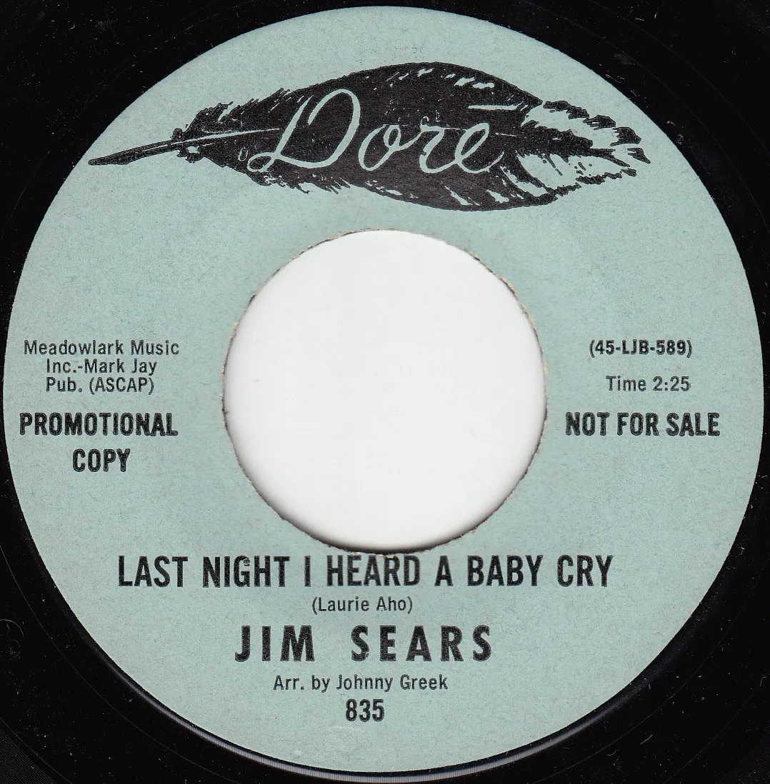 Last Night I Heard a Baby Cry – Jim Sears (A-side label)
