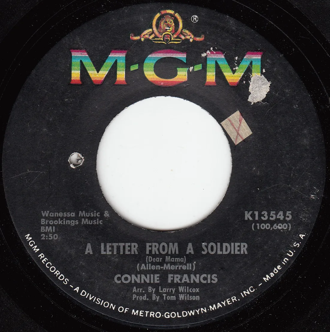 Letter From A Soldier – Connie Francis (A-side label)