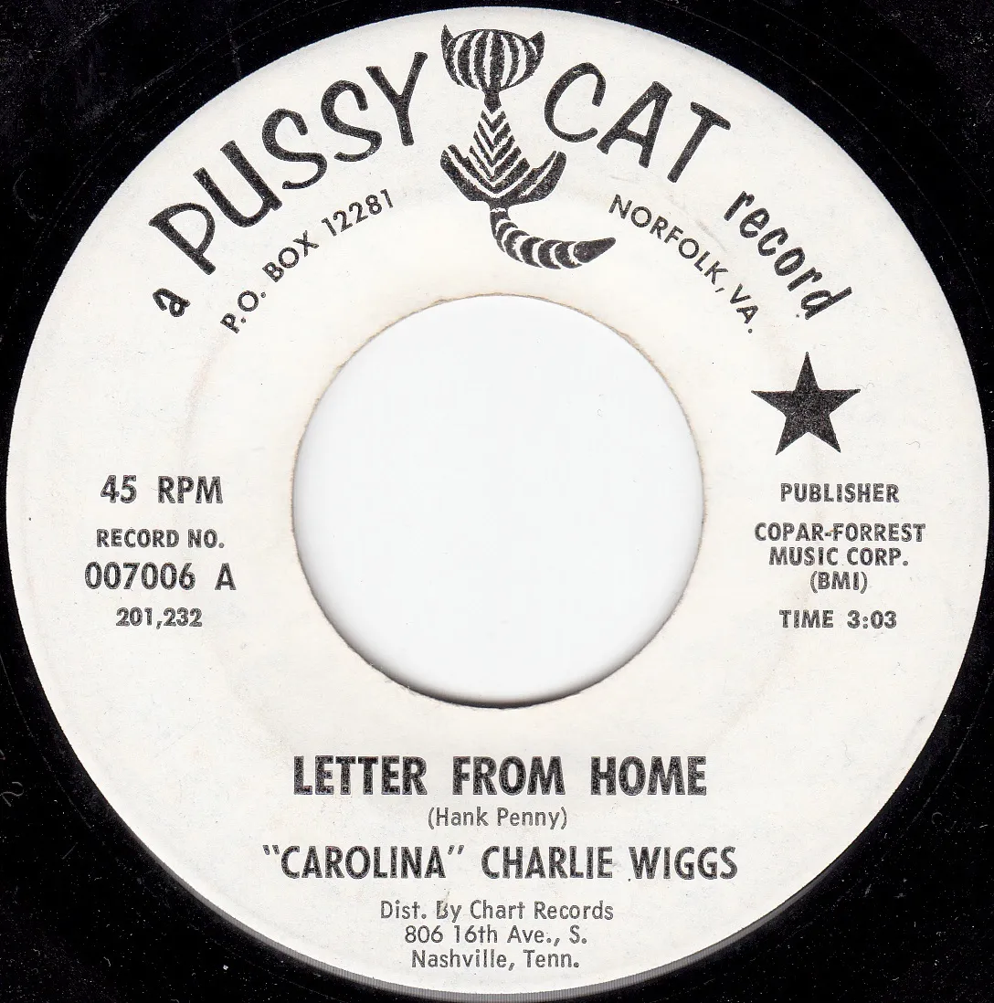 Letter From Home – Carolina Charlie Wiggs (A-side label)