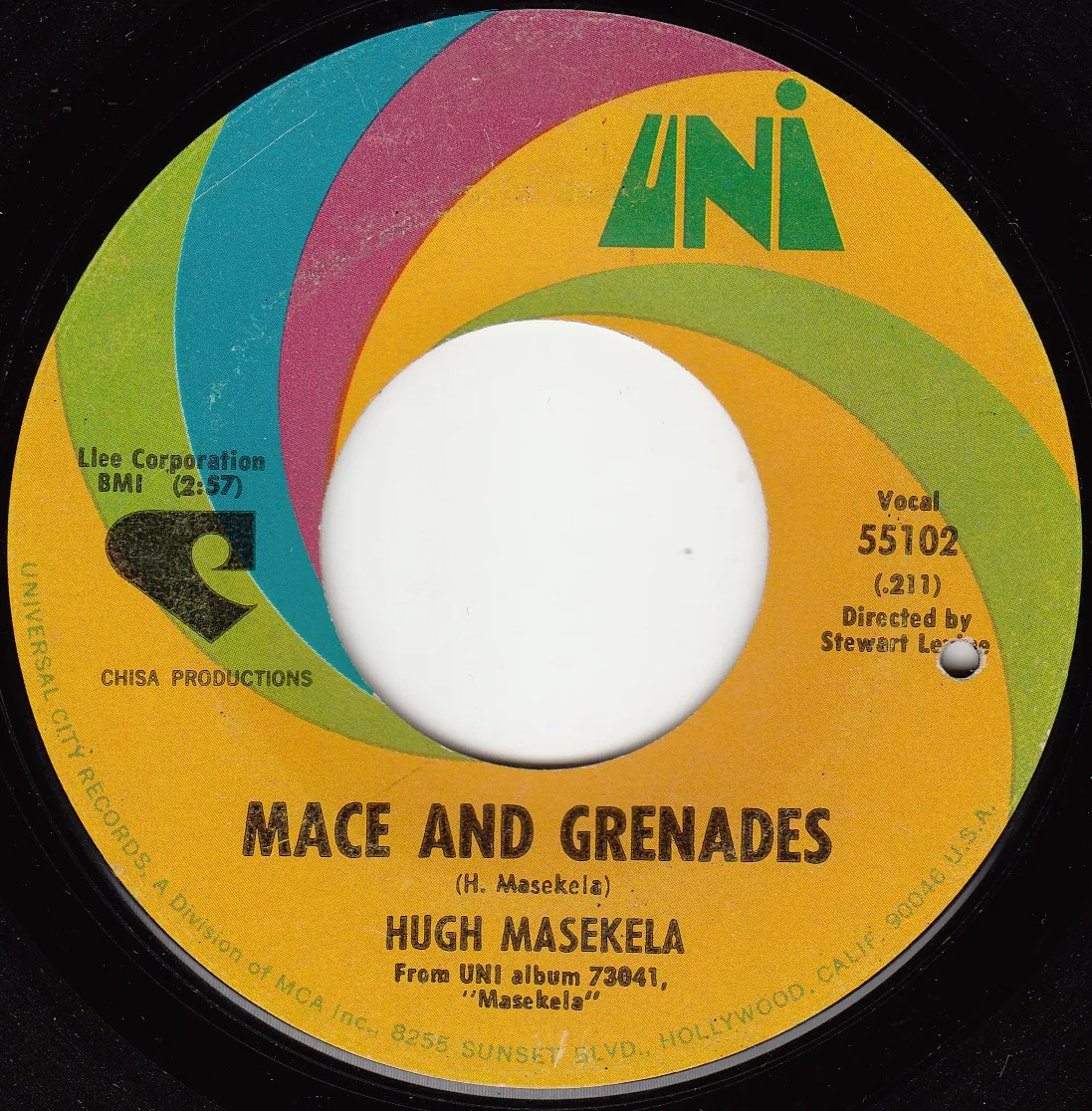 Mace and Grenades – Hugh Masekela (A-side label)