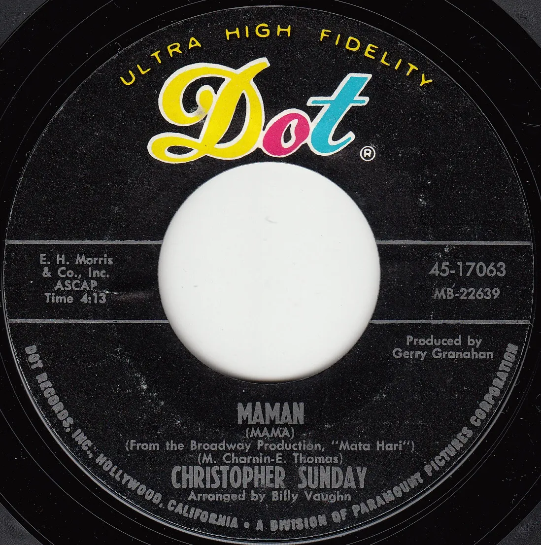 Maman – Christopher Sunday (A-side label)