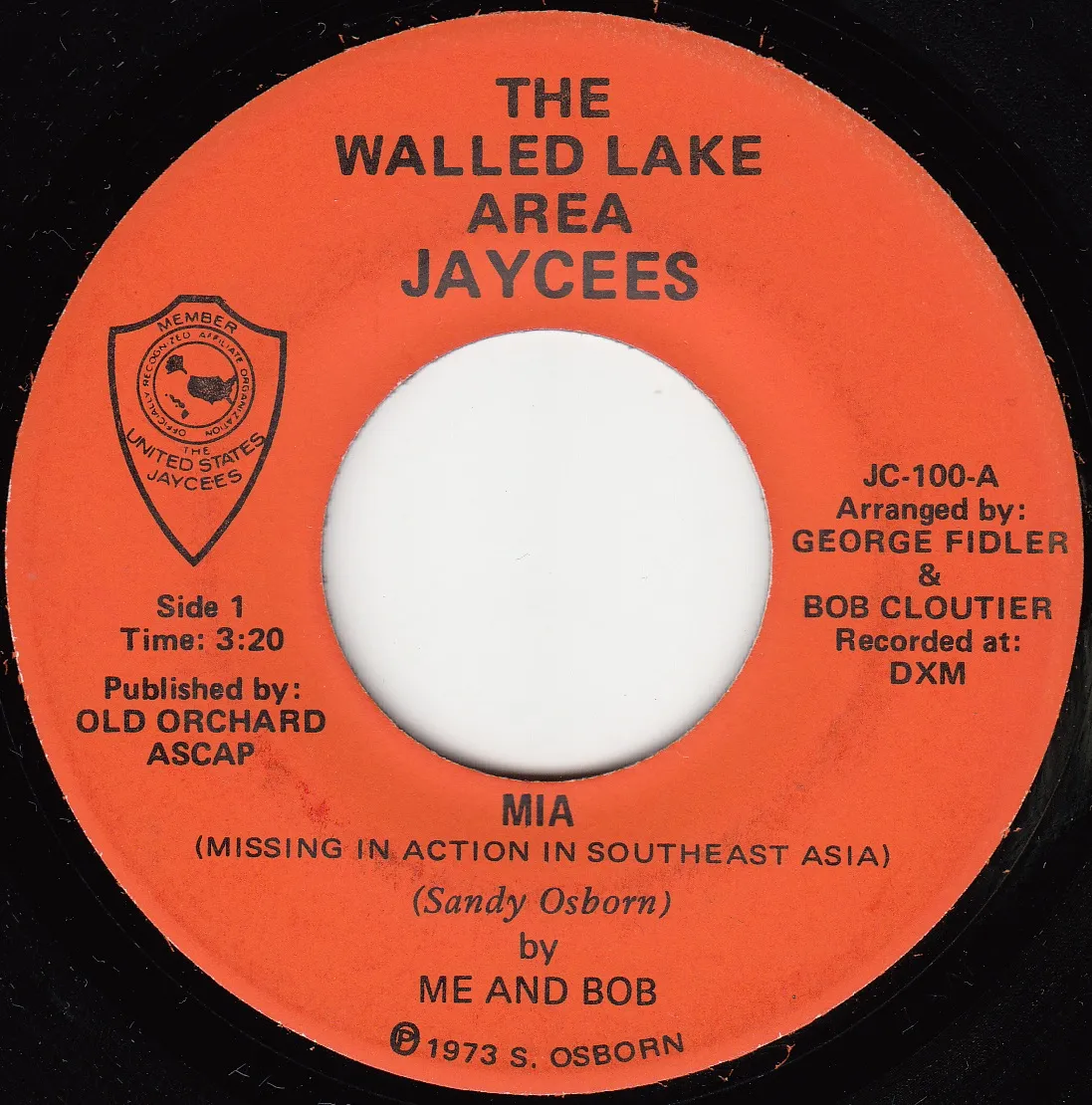 MIA (Missing in Action in Southeast Asia) – Me and Bob (A-side label)