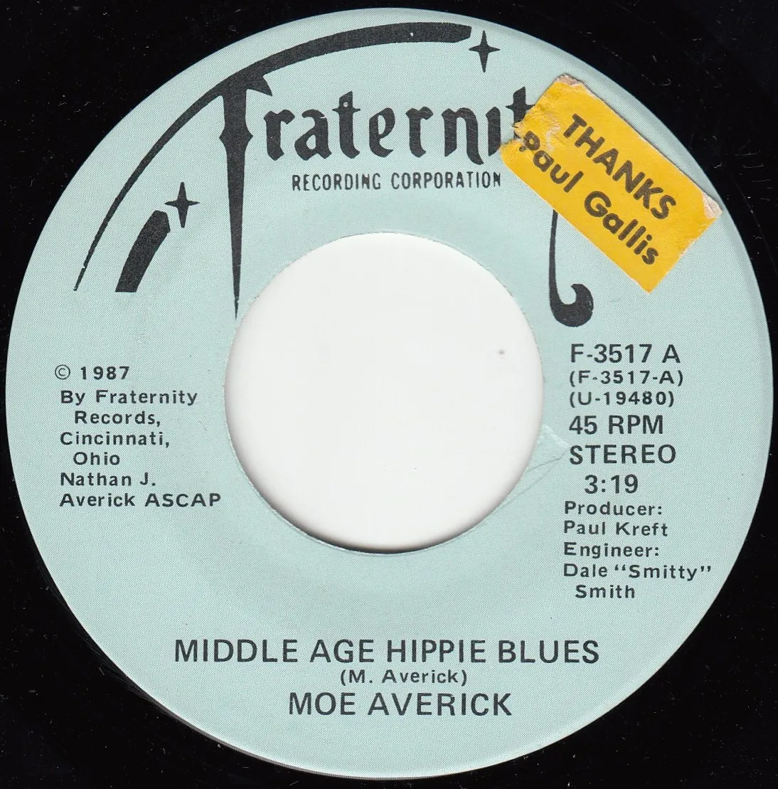Middle Age Hippie Blues – Moe Averick (A-side label)
