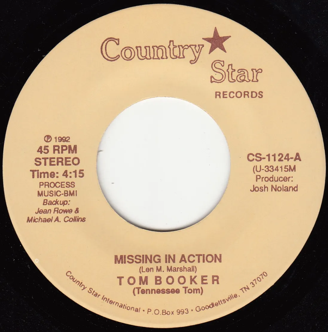 Missing in Action – Tom Booker (A-side label)