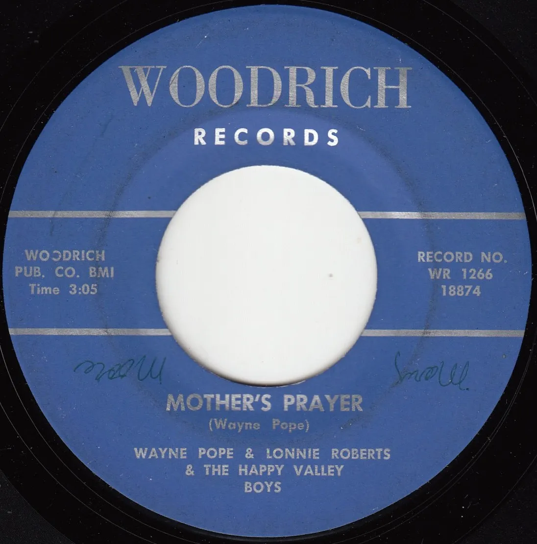 Mother's Prayer – Wayne Pope & Lonnie Roberts (A-side label)
