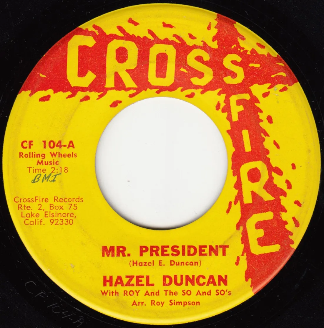 Mr. President – Hazel Duncan (A-side label)