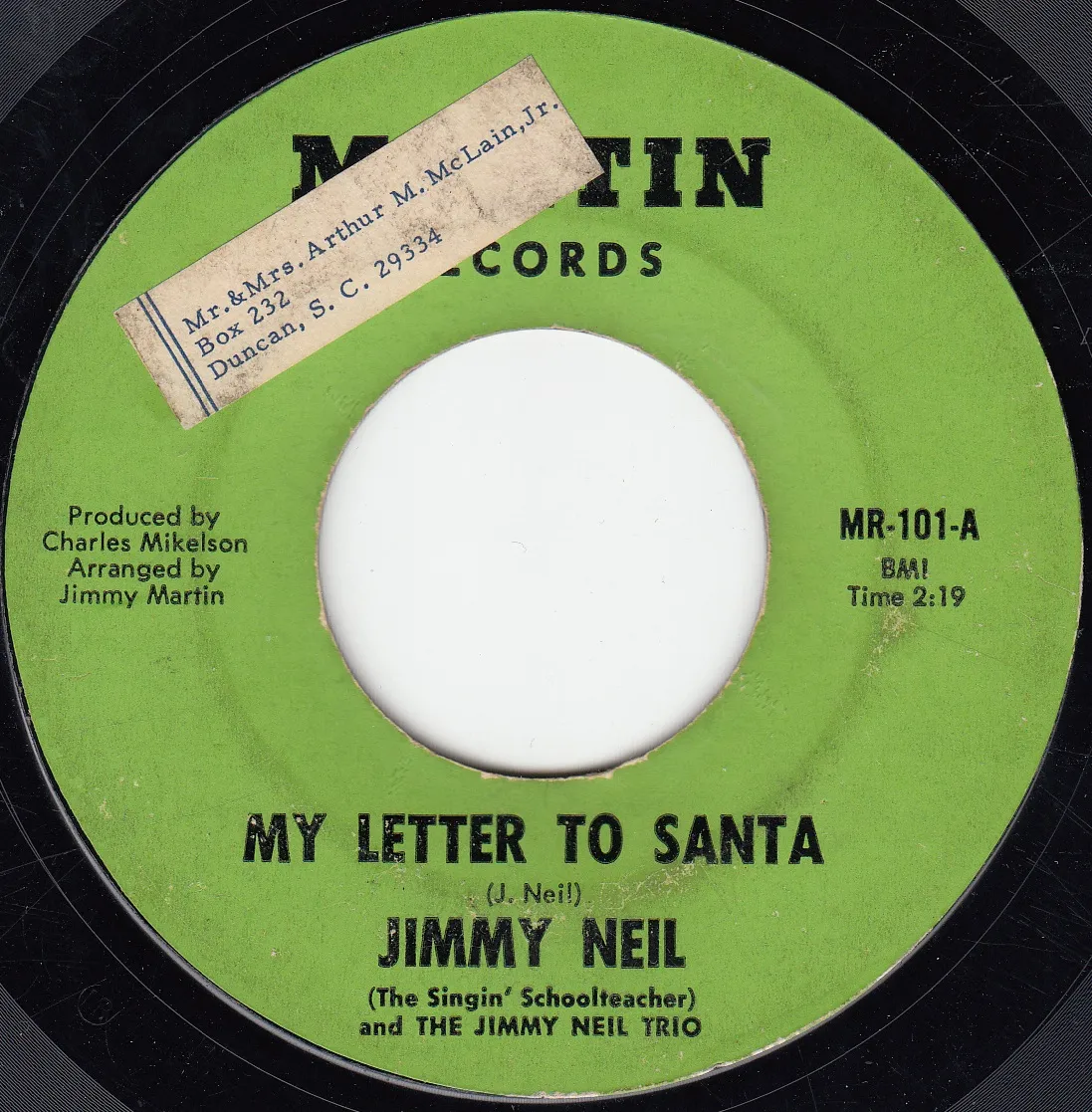My Letter to Santa – Jimmy Neil (A-side label)