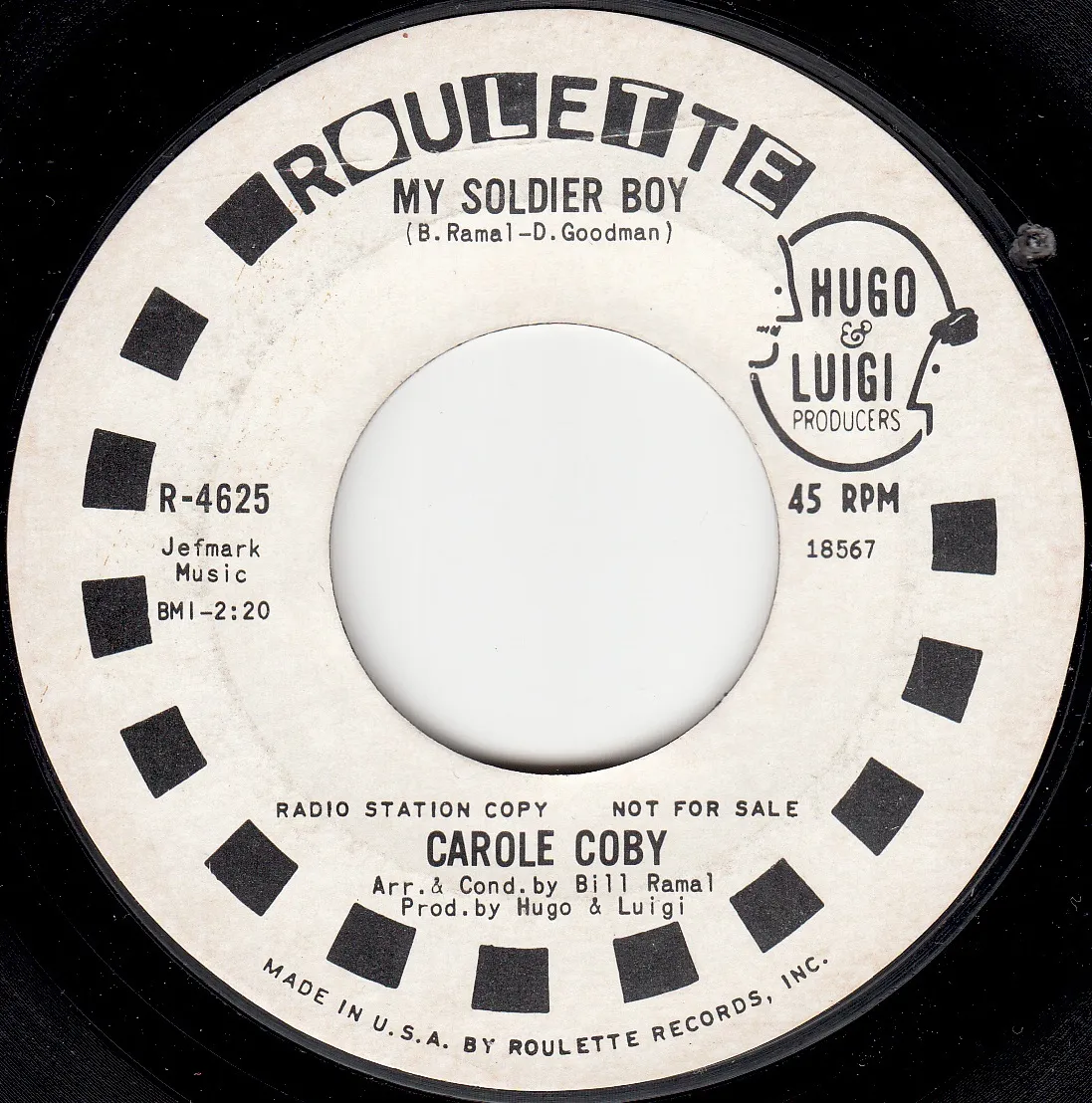 My Soldier Boy – Carole Coby (A-side label)